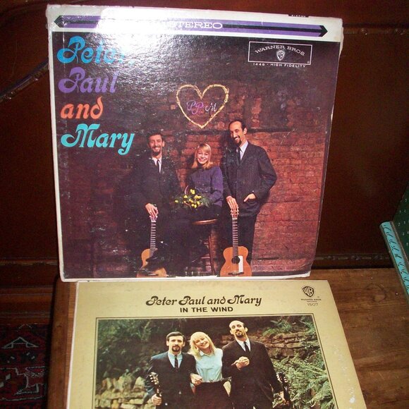 Vintage 1962 Peter Paul and Mary WS 1449 & In The Wind USA 2pc Vinyl Record LP - Picture 7 of 12